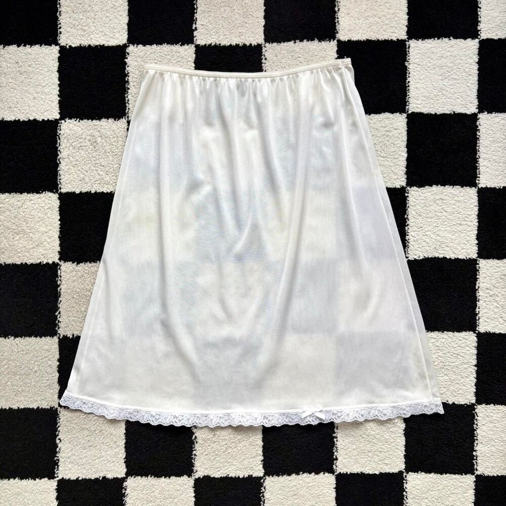 Vintage White Nylon Slip Skirt S